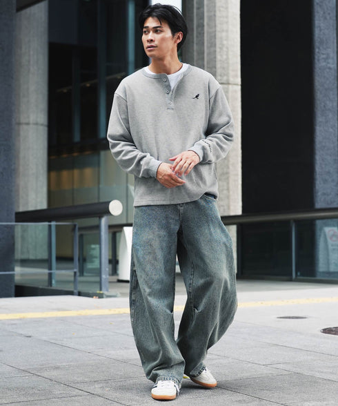 (10月上旬発送予定)KANGOL(カンゴール)KANGOLワッフルヘンリーネックロンT【先行予約1293】