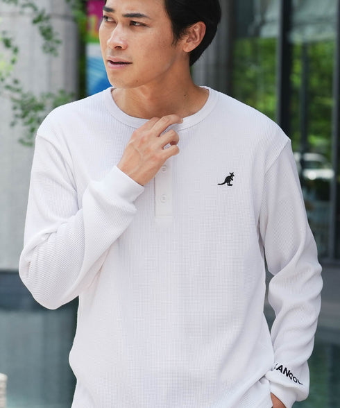 (10月上旬発送予定)KANGOL(カンゴール)KANGOLワッフルヘンリーネックロンT【先行予約1293】