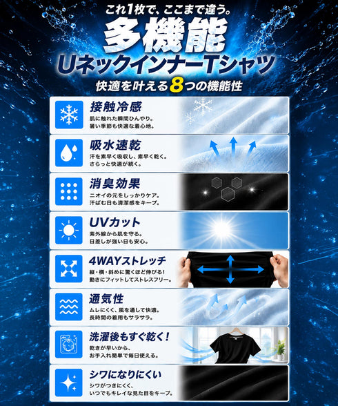 接触冷感UネックインナーTシャツ