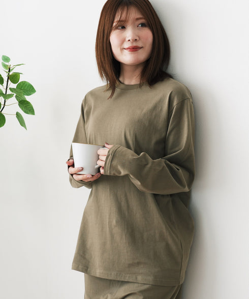 腹巻付きパジャマ | メンズ パジャマ ルームウェア 腹巻一体型 上下セット コットン100 綿100 吸汗 冷え対策 お腹 ゆったり リラックス 寝巻き 部屋着 グレー チャコールグレー アッシュブラウン 秋服 冬服 20代 30代 40代