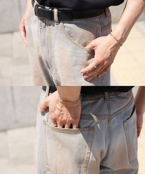 オイルドバギーデニムパンツ