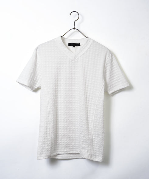 ダイヤジャガードVネックTシャツ
