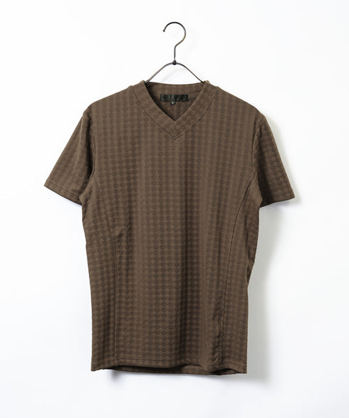 ダイヤジャガードVネックTシャツ