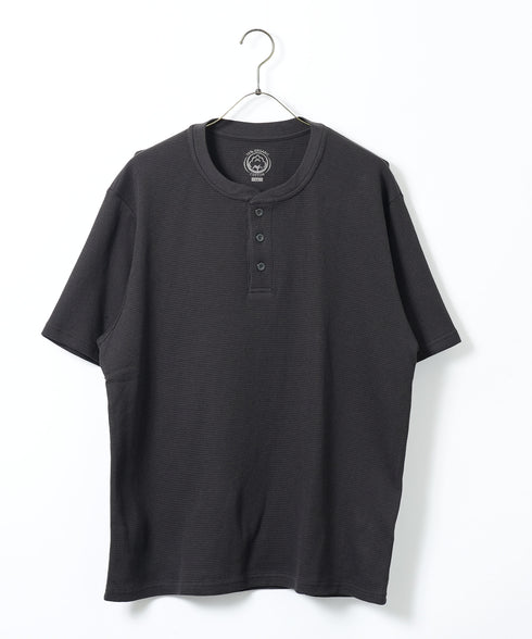 オーガニックコットンサーマルヘンリーネックTシャツ