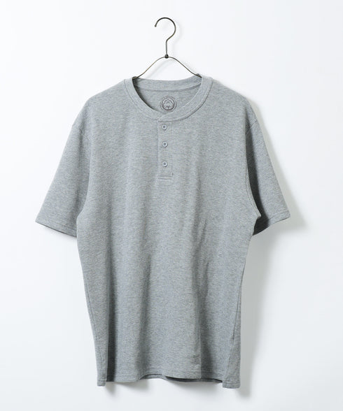 オーガニックコットンサーマルヘンリーネックTシャツ