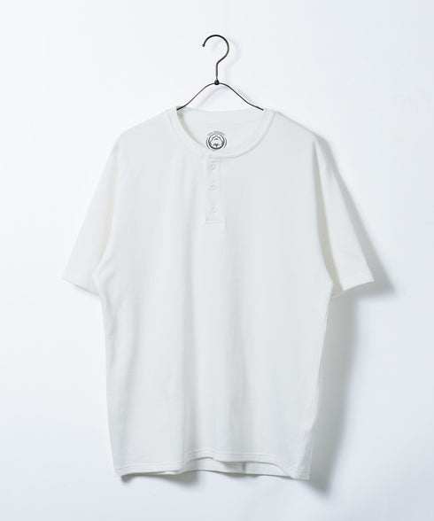 オーガニックコットンサーマルヘンリーネックTシャツ