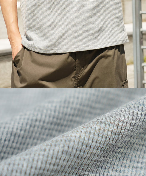 オーガニックコットンサーマルヘンリーネックTシャツ