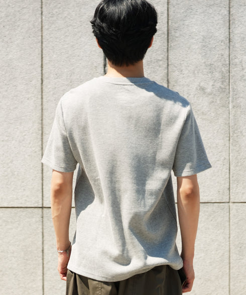 オーガニックコットンサーマルヘンリーネックTシャツ