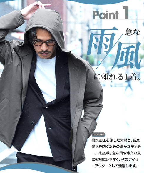 多機能ZIPフーデッドブルゾン