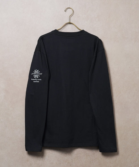 (9月下旬発送予定)オーガビッツ コットン マルチ刺繍ロンT | Tシャツ 長袖 カットソー ロンティー ブランド おしゃれ ワンポイント 白Tシャツ クルーネック 服 秋服 秋 冬服 冬 春服 春 黒 白 ベージュ 【メール便】【先行予約1288】