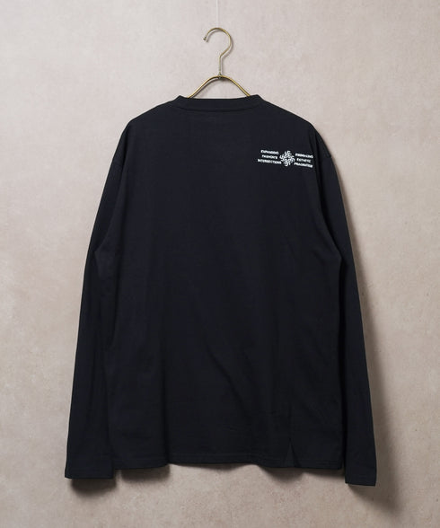 (9月下旬発送予定)オーガビッツ コットン マルチ刺繍ロンT | Tシャツ 長袖 カットソー ロンティー ブランド おしゃれ ワンポイント 白Tシャツ クルーネック 服 秋服 秋 冬服 冬 春服 春 黒 白 ベージュ 【メール便】【先行予約1288】