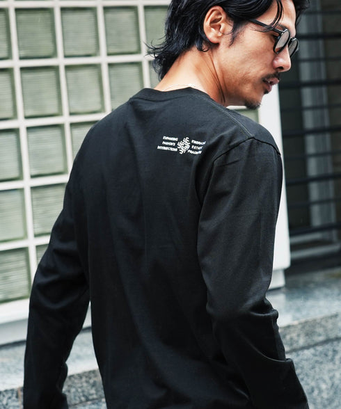 (9月下旬発送予定)オーガビッツ コットン マルチ刺繍ロンT | Tシャツ 長袖 カットソー ロンティー ブランド おしゃれ ワンポイント 白Tシャツ クルーネック 服 秋服 秋 冬服 冬 春服 春 黒 白 ベージュ 【メール便】【先行予約1288】