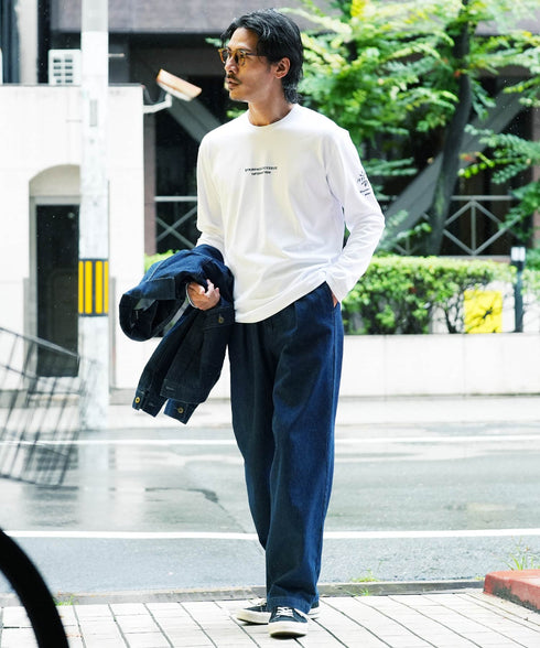 (9月下旬発送予定)オーガビッツ コットン マルチ刺繍ロンT | Tシャツ 長袖 カットソー ロンティー ブランド おしゃれ ワンポイント 白Tシャツ クルーネック 服 秋服 秋 冬服 冬 春服 春 黒 白 ベージュ 【メール便】【先行予約1288】