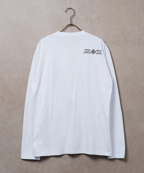 (9月下旬発送予定)オーガビッツ コットン マルチ刺繍ロンT | Tシャツ 長袖 カットソー ロンティー ブランド おしゃれ ワンポイント 白Tシャツ クルーネック 服 秋服 秋 冬服 冬 春服 春 黒 白 ベージュ 【メール便】【先行予約1288】