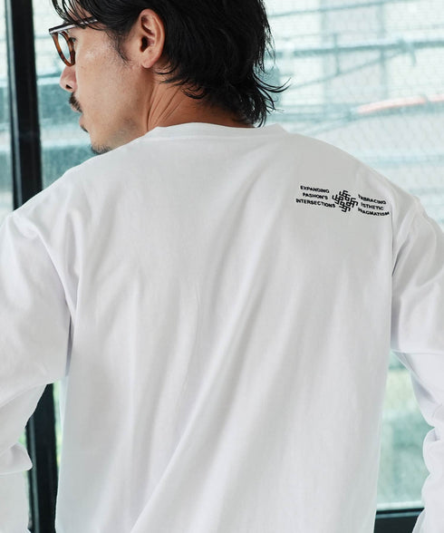 (9月下旬発送予定)オーガビッツ コットン マルチ刺繍ロンT | Tシャツ 長袖 カットソー ロンティー ブランド おしゃれ ワンポイント 白Tシャツ クルーネック 服 秋服 秋 冬服 冬 春服 春 黒 白 ベージュ 【メール便】【先行予約1288】