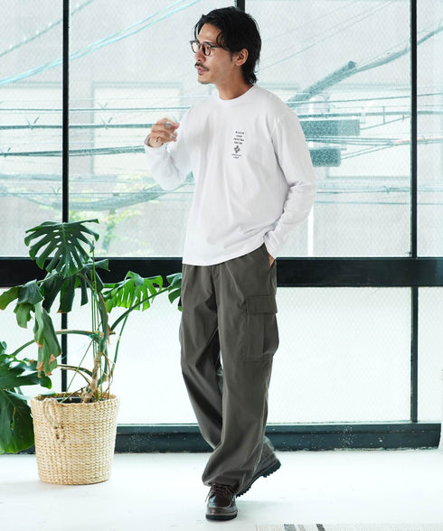 (9月下旬発送予定)オーガビッツ コットン マルチ刺繍ロンT | Tシャツ 長袖 カットソー ロンティー ブランド おしゃれ ワンポイント 白Tシャツ クルーネック 服 秋服 秋 冬服 冬 春服 春 黒 白 ベージュ 【メール便】【先行予約1288】
