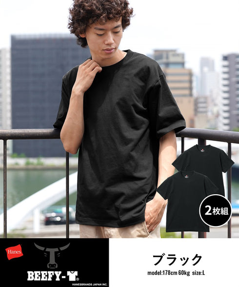 ヘインズ Hanes 2枚セット BEEFY メンズ クルーネック 半袖 Tシャツ ギフト ラッピング無料 Tシャツ かっこいい かわいい 無地