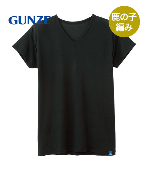 グンゼ GUNZE COOLMAGIC 汗取り付きVネックTシャツ 鹿の子 【メール便】 cts