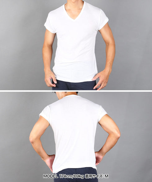 グンゼ GUNZE COOLMAGIC 汗取り付きVネックTシャツ 鹿の子 【メール便】 cts