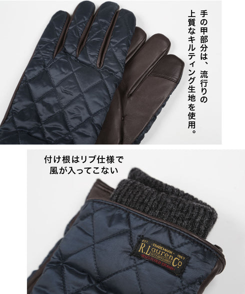ポロ ラルフローレン POLO RALPH LAUREN TOUCH QUILTED FIELD GLOVE WITH LABEL メンズ 手袋 【メール便】|おしゃれ 人気 クリスマス プレゼント 彼氏