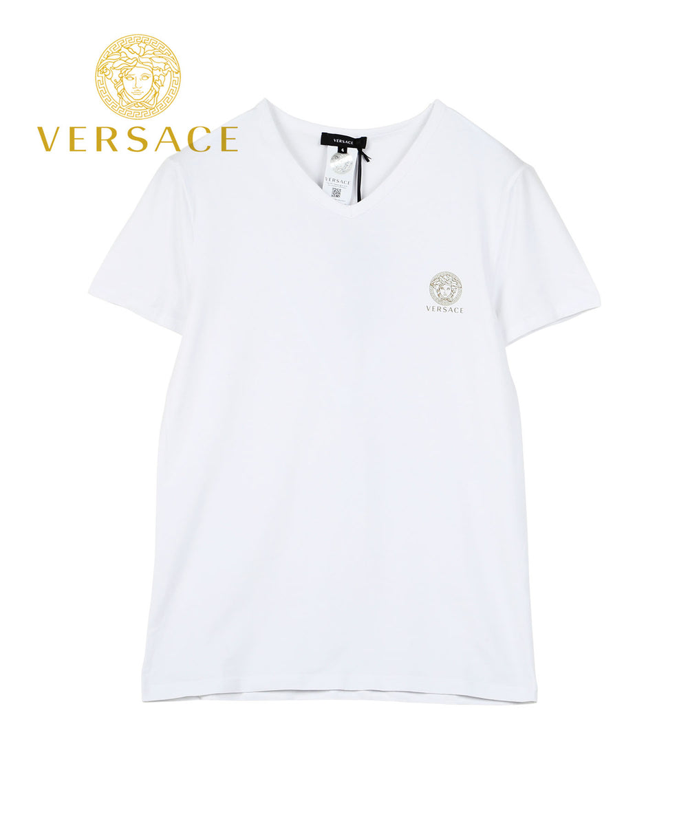 お値引きしました⭐︎VERSACE ヴェルサーチェ Tシャツ ロゴ ホワイト ヴェルサーチェ VERSACE La Medusa メンズ VネックTシャツ ロゴ T