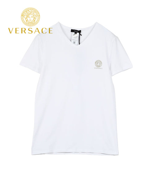 ヴェルサーチェ VERSACE La Medusa メンズ VネックTシャツ ロゴ Tシャツ おしゃれ かっこいい ハイブランド 高級 人気 プレゼント 彼氏
