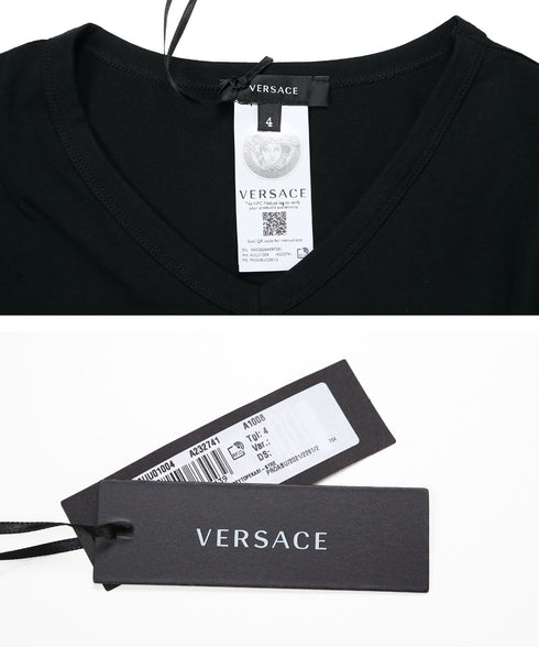 ヴェルサーチェ VERSACE La Medusa メンズ VネックTシャツ ロゴ Tシャツ おしゃれ かっこいい ハイブランド 高級 人気 プレゼント 彼氏