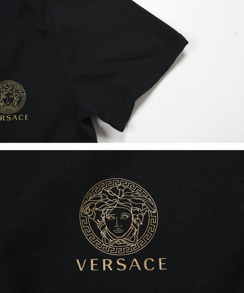 ヴェルサーチェ VERSACE La Medusa メンズ VネックTシャツ ロゴ Tシャツ おしゃれ かっこいい ハイブランド 高級 人気 プレゼント 彼氏