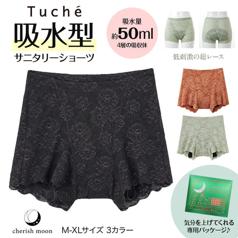 グンゼ GUNZE 吸水型 サニタリー ショーツ トゥシェ 羽根つき対応 総レース|下着 おしゃれ 人気 クリスマス プレゼント 彼女 cts