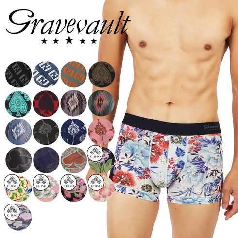 グレイブボールト Gravevault Logo type Final trump card Botanical Plants 千總 メンズ ショート ボクサーパンツ 【メール便】