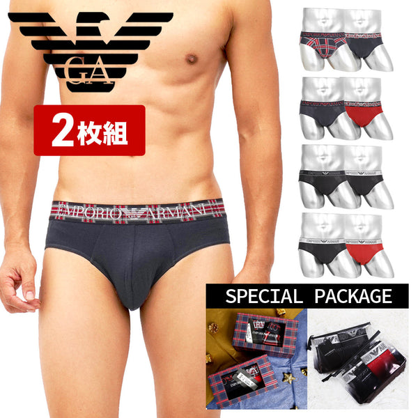 エンポリオ アルマーニ EMPORIO ARMANI 【2枚セット】TARTAN GIFT BOX メンズ ブリーフ cts