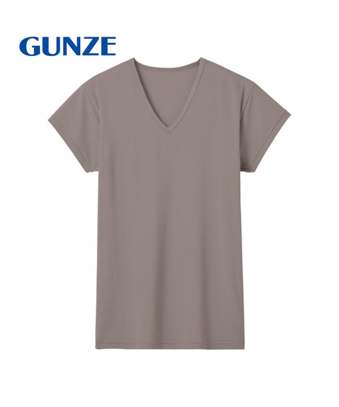 グンゼ GUNZE COOL MAGIC アセドロン ベア天 メンズ 汗とり付 Vネック半袖Tシャツ 【メール便】