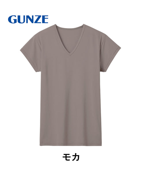 グンゼ GUNZE COOL MAGIC アセドロン ベア天 メンズ 汗とり付 Vネック半袖Tシャツ 【メール便】
