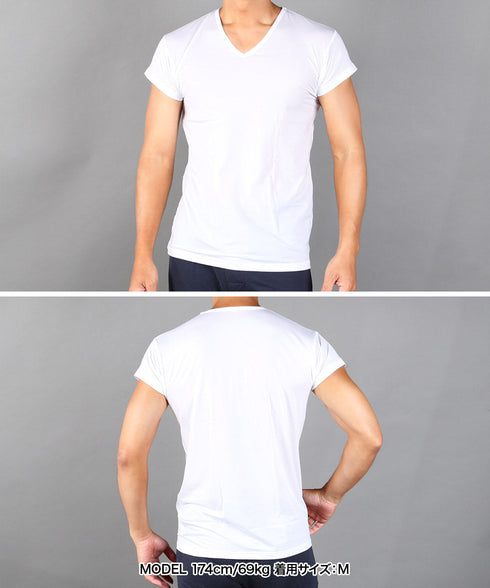 グンゼ GUNZE COOL MAGIC アセドロン ベア天 メンズ 汗とり付 Vネック半袖Tシャツ 【メール便】