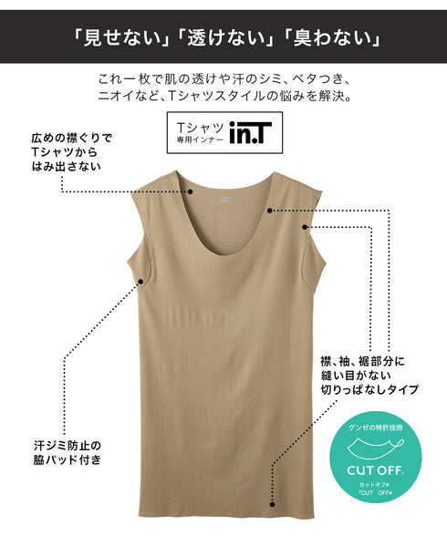 グンゼ GUNZE 2枚セット Tシャツ専用インナー in.T メンズ クルーネックスリーブレス cts