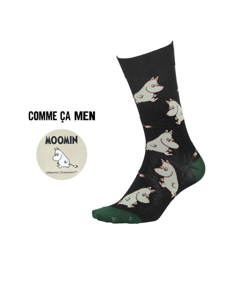 コムサメン COMME CA MEN クルー 表綿100 ムーミンコラボ ムーミン総柄 メンズ ソックス 【メール便】