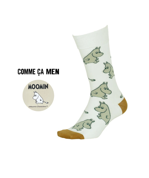 コムサメン COMME CA MEN クルー 表綿100 ムーミンコラボ ムーミン総柄 メンズ ソックス 【メール便】