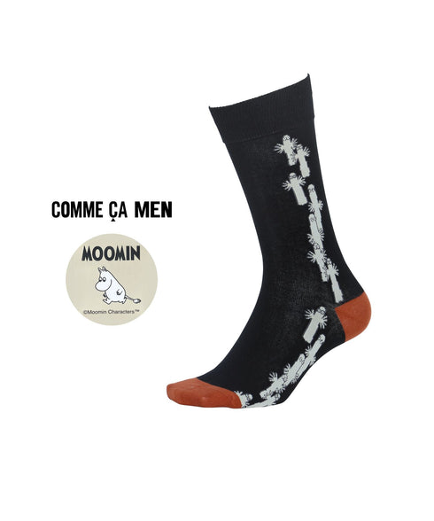 コムサメン COMME CA MEN クルー 表綿100 ムーミンコラボ ニョロニョロ総柄 メンズ ソックス 【メール便】
