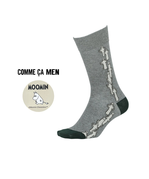 コムサメン COMME CA MEN クルー 表綿100 ムーミンコラボ ニョロニョロ総柄 メンズ ソックス 【メール便】