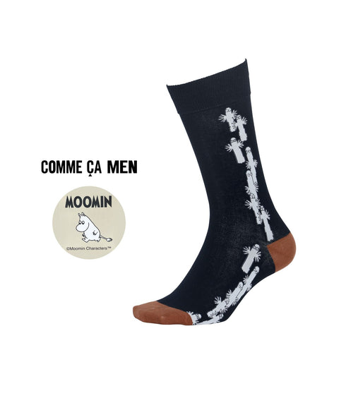 コムサメン COMME CA MEN クルー 表綿100 ムーミンコラボ ニョロニョロ総柄 メンズ ソックス 【メール便】