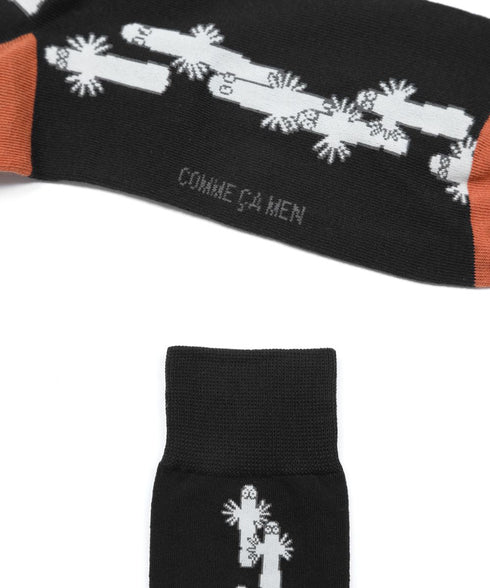 コムサメン COMME CA MEN クルー 表綿100 ムーミンコラボ ニョロニョロ総柄 メンズ ソックス 【メール便】