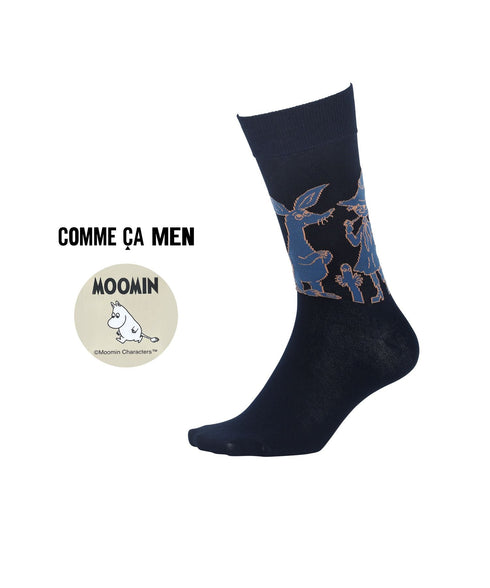 コムサメン COMME CA MEN クルー 表綿100 ムーミンコラボ キャラ総柄 メンズ ソックス 【メール便】