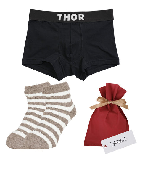 ソー THOR THOR&MOFUWA メンズ ボクサーパンツ&ルームソックス セット 【メール便】