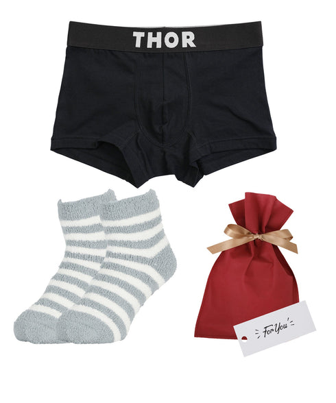 ソー THOR THOR&MOFUWA メンズ ボクサーパンツ&ルームソックス セット 【メール便】
