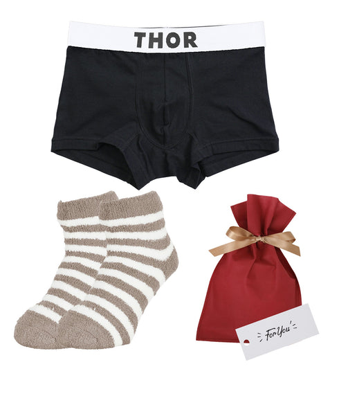 ソー THOR THOR&MOFUWA メンズ ボクサーパンツ&ルームソックス セット 【メール便】