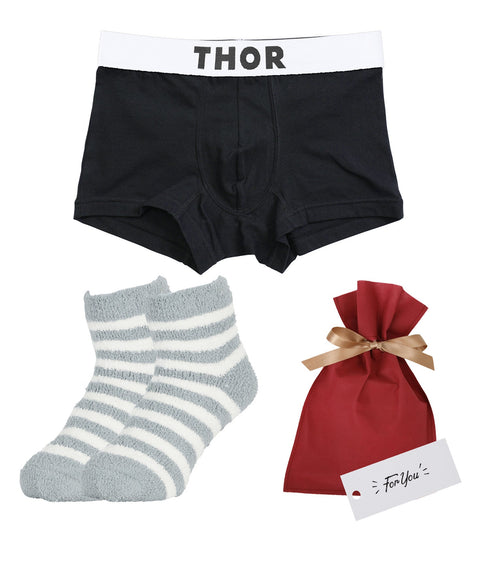 ソー THOR THOR&MOFUWA メンズ ボクサーパンツ&ルームソックス セット 【メール便】