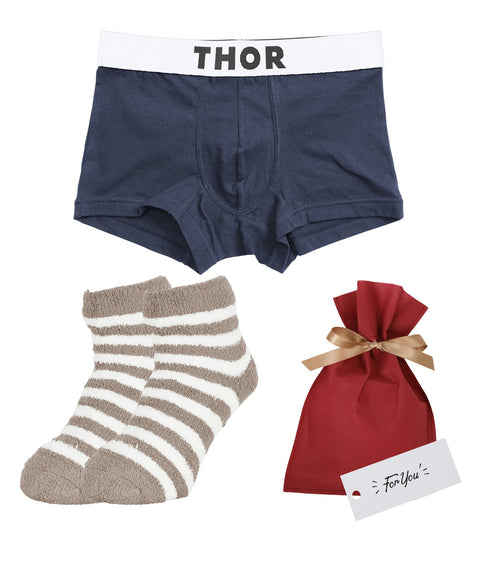 ソー THOR THOR&MOFUWA メンズ ボクサーパンツ&ルームソックス セット 【メール便】