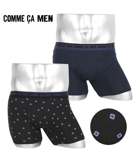 コムサメン COMME CA MEN 【2枚セット】ベア無地+プリント柄 メンズ ボクサーパンツ