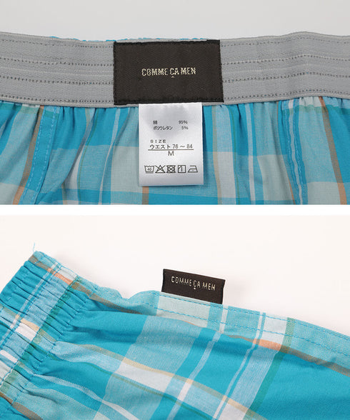 コムサメン COMME CA MEN 平チェックストレッチ先染め メンズ トランクス 【メール便】