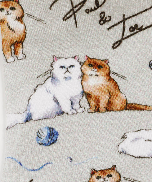 ポールアンドジョー PAUL&JOE プレイングキャットプリント レディース クルーソックス 【メール便】